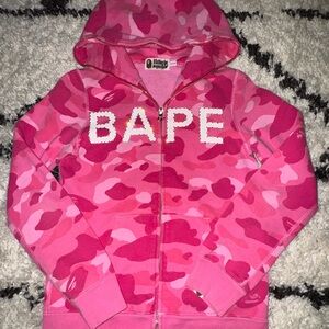Bape swarovski all around the world Pink Camo Full zip Hoodie
